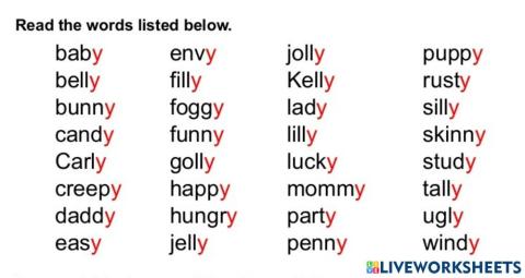 Reading -Y- at the end