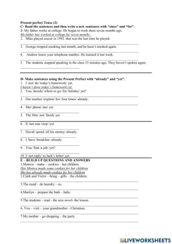 Present perfect tense 2