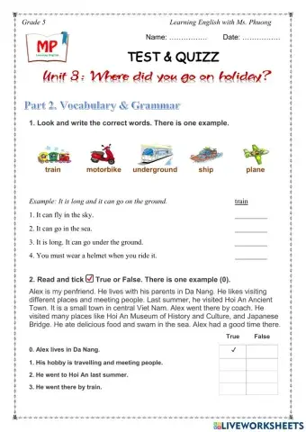 English 5 - Unit 3 - Test 1