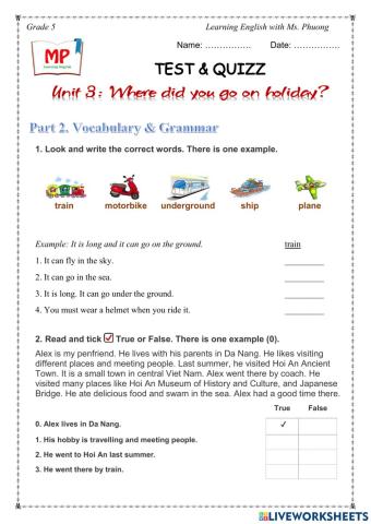 English 5 - Unit 3 - Test 1