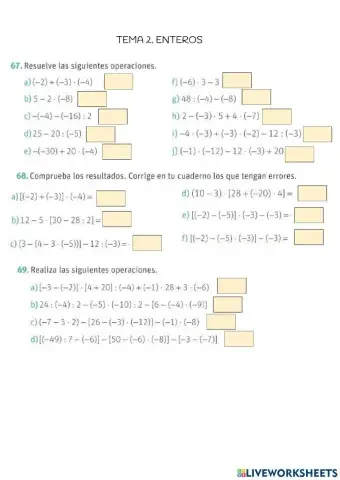 Operaciones combinadas con enteros 1ºESO