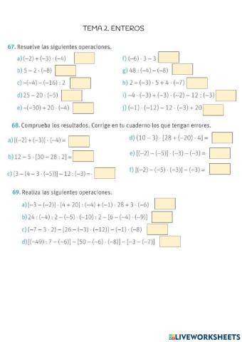 Operaciones combinadas con enteros 1ºESO