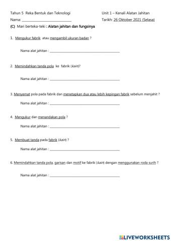 Unit 1 - Kenali Alatan Jahitan