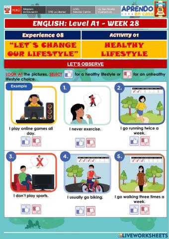 Week 28 - ENGLISH A1 - Experience 8 - Activity 1. Healthy lifestyle
