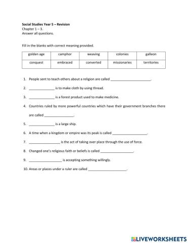 Social Studies Revision Chapter 1-3