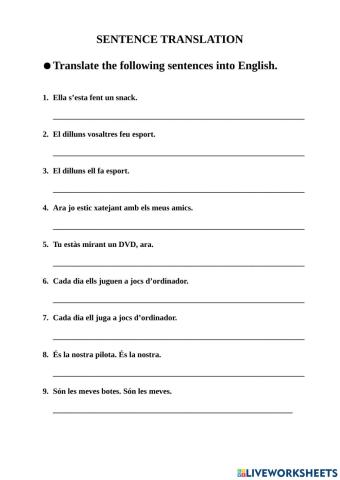 Sentence translation into Catalan