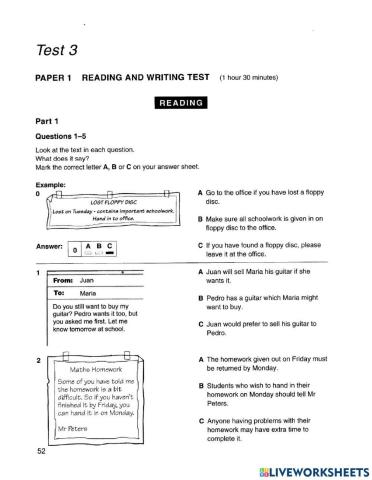 Pet 1 - reading test 3