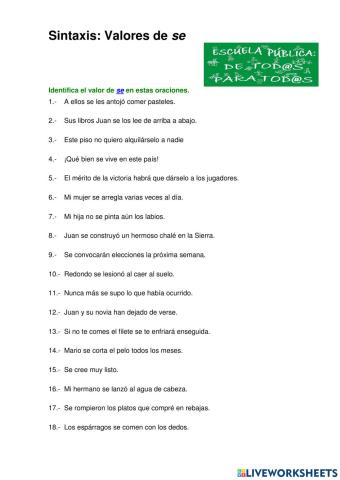 Sintaxis - Valores de se