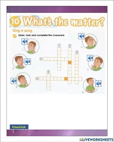 Y4 M10 WBp 86 What's the matter? Crossword Listening and Writing