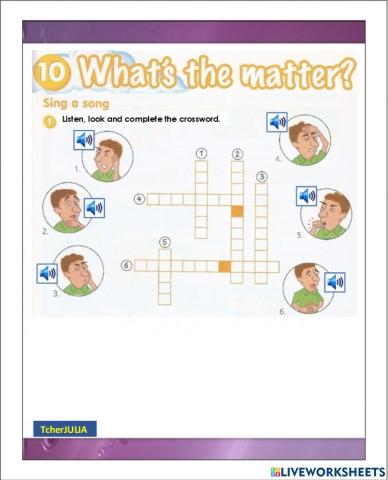 Y4 M10 WBp 86 What's the matter? Crossword Listening and Writing
