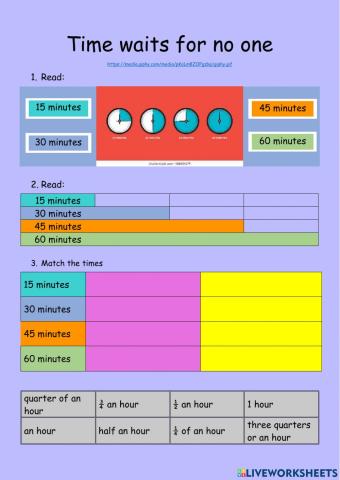 Time -15, 30, 45 minutes