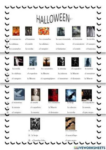 Halloween vocabulario - Spanish