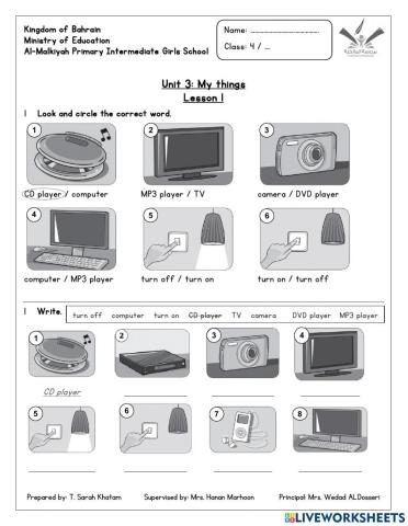 Unit 3: My things Lesson 1