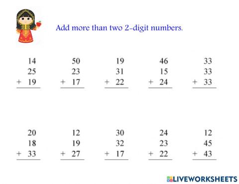 Add 3 two-digit numbers