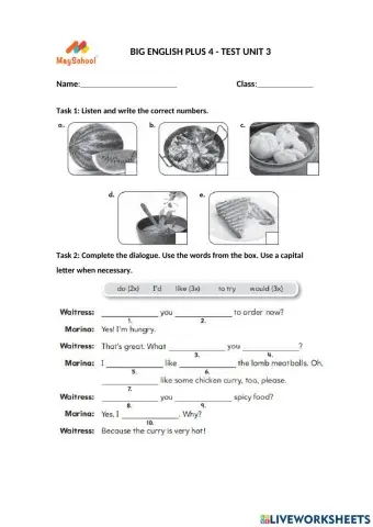 Big English Plus 4 - Test Unit 3