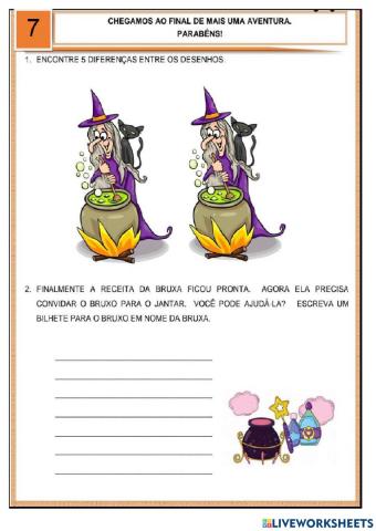 Cinco diferenças e bilhete