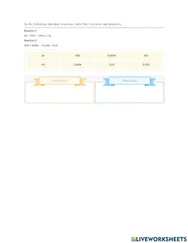 Reactant and product