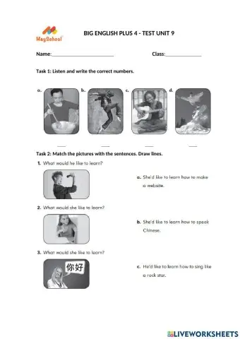 Big English Plus 4 - Test Unit 9