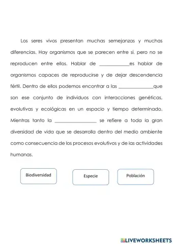 Biodiversidad poblacion especie