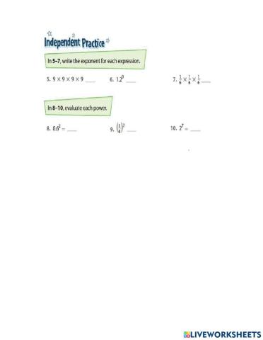 Evaluating exponents