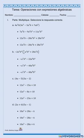 Multiplicación y Productos Notables
