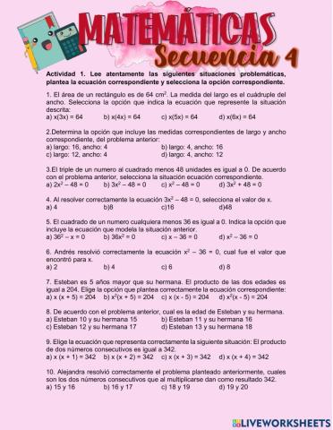 Ecuaciones Cuadráticas