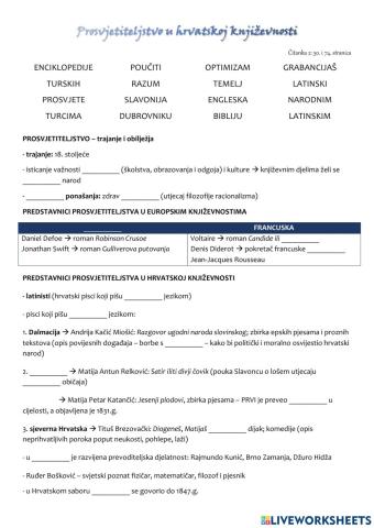 Prosvjetiteljstvo u hrvatskoj književnosti