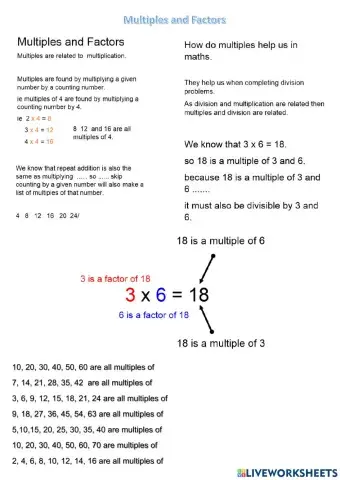 Multiples and Factors Set 2