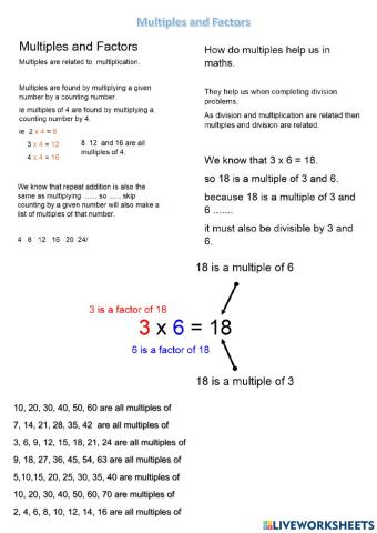 Multiples and Factors Set 2
