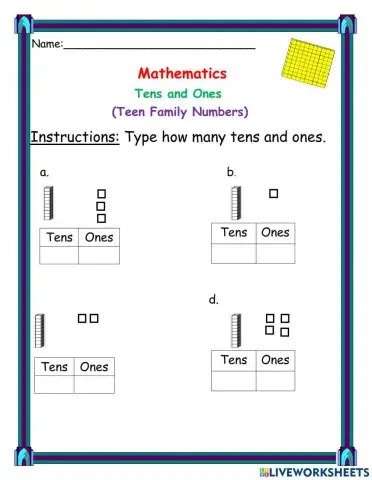 Base ten teen family numbers