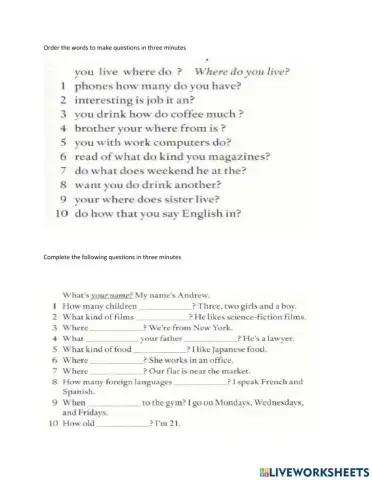 Question words order