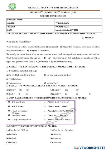 Strong and Weak forms