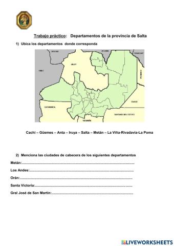 Departamentos de la pcia de Salta