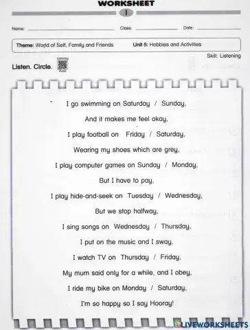 Unit 5 : Hobbies and Activities