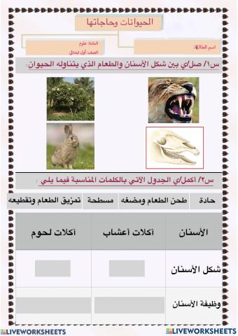 الحيوانات وحاجاتها