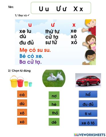 Bài ôn tập âm u ư x