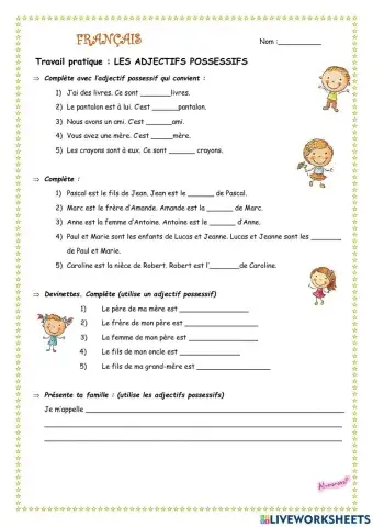 Les adjectifs possessifs