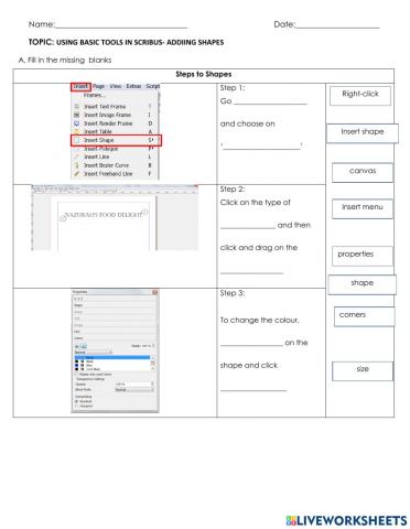Adding shapes in Scribus
