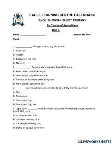 Skill 3 Be Careful of Appositives