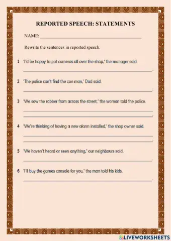 Reported speech: statements