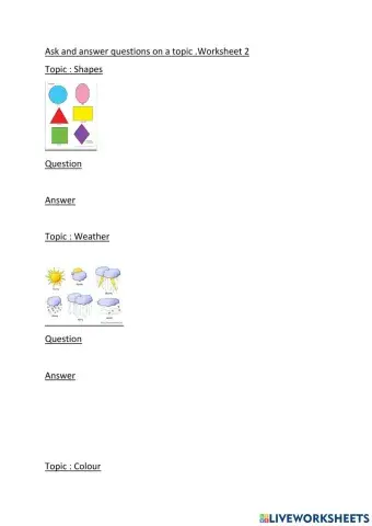 Asking Questions on a Topic Worksheet 2