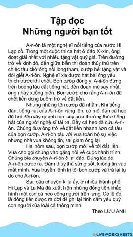 Tập đọc lớp 5: Những người bạn tốt