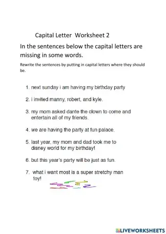 Capital Letters Worksheet 2