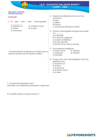 Bioelementos inorgánicos