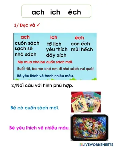 Bài ôn tập vần ach ich êch