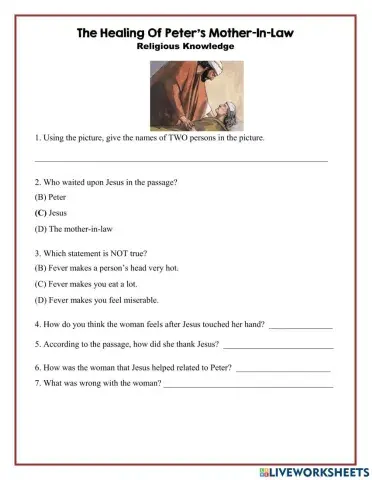 The healing of Peter's mother-in-law