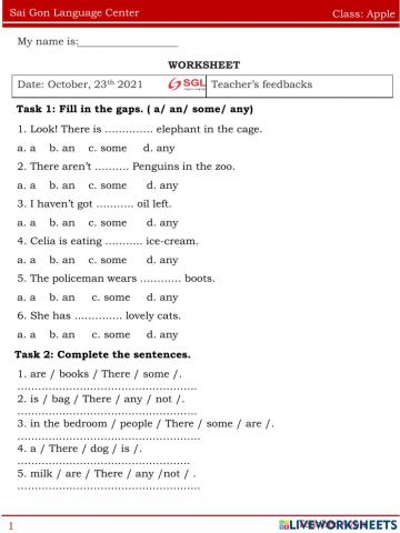 Worksheet apple