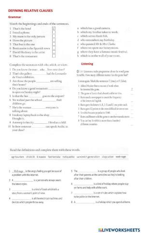 Defining relative clauses