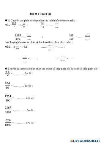 Bài 35 Luyện tập