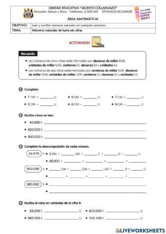 Números de hasta seis cifras